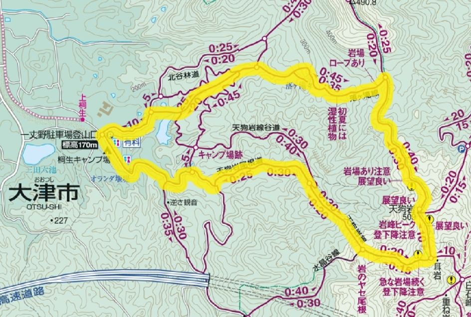 金勝アルプスのコース地図